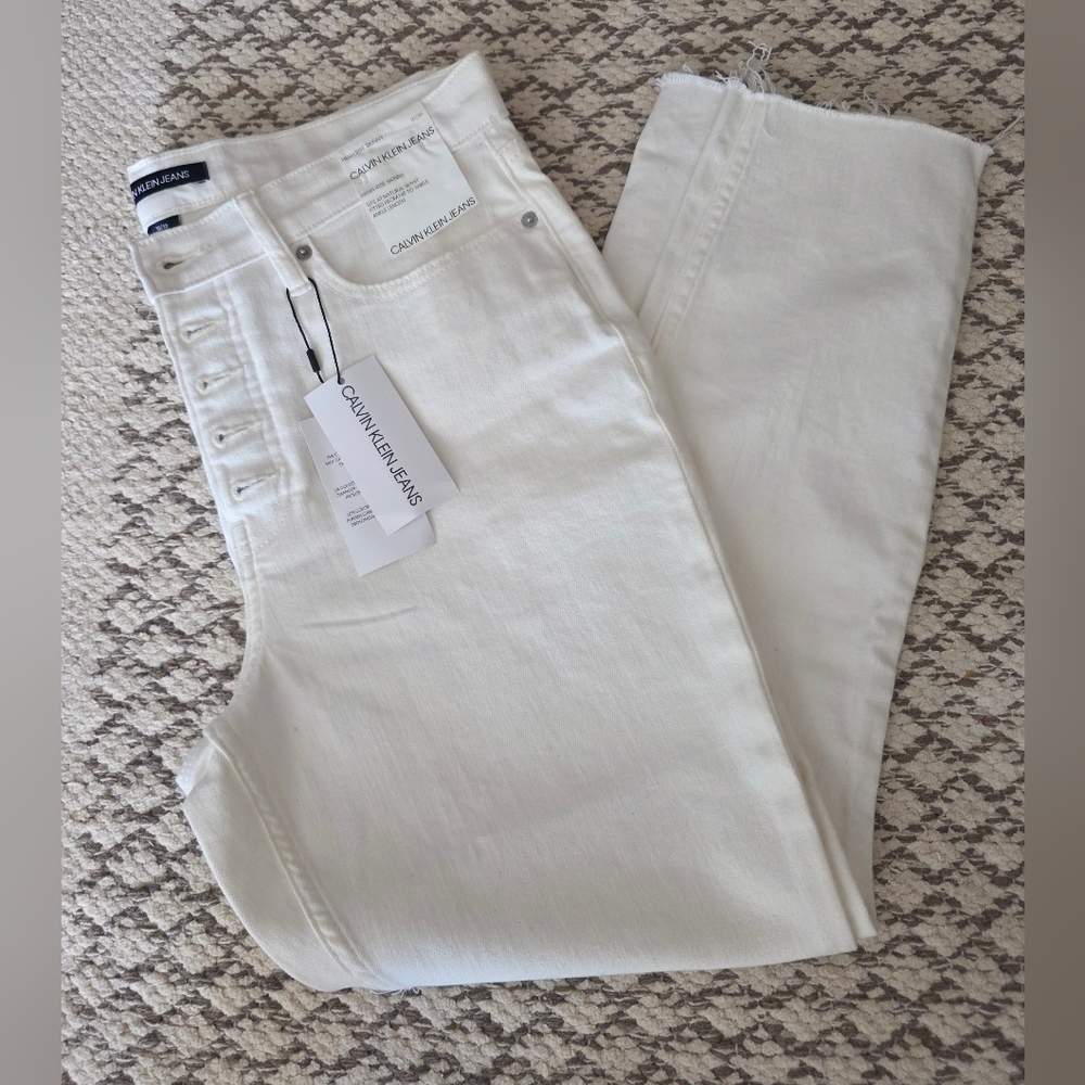 Calvin Klein Women's Cream High Rise Jeans NWT